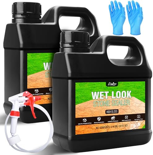 Impregnazione pietra – 2L effetto bagnato rivestimento pietra per esterni e interni, impermeabile e antimacchia, pietra impregnante per pietra, pavimentazione, cemento, lastre di pietra
