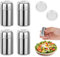 Saliera e pepiera da cucina, 4 pezzi in acciaio inox, shaker per sale con coperchio, contenitori per spezie da viaggio con tappi a S per sale, spezie, zucchero, cannella, pepe, campeggio