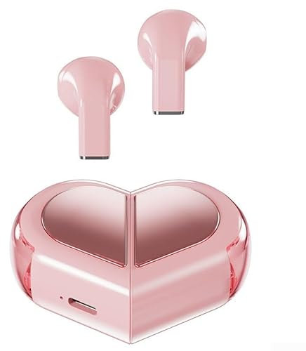 Feegow Bluetooth-Kopfhörer, kabellos, für TWS 5.3 Kopfhörer im Ohr, kreativ, niedlich, herzförmig, drehbar, kabellos, langlebiger Akku (für Pink)
