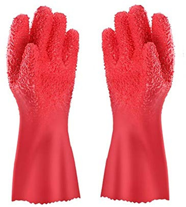 1 Paar Handschuhe für Kartoffel, Gemüse, Obst und Fischschuppen, Schäl Haushalts Gummihandschuhe, Rutschfeste Reinigung Handschuhe, Küchen Tool