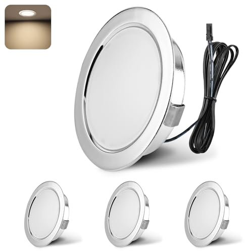 YindaLux LED Einbaustrahler 12V 4000K Neutralweiß IP44 LED Spot Dimmbar 3W Einbauspots 55-58mm lochmass Einbauleuchten für Wohnwagen Küche Kleiderschrank Aluminium Chrom 4er Set