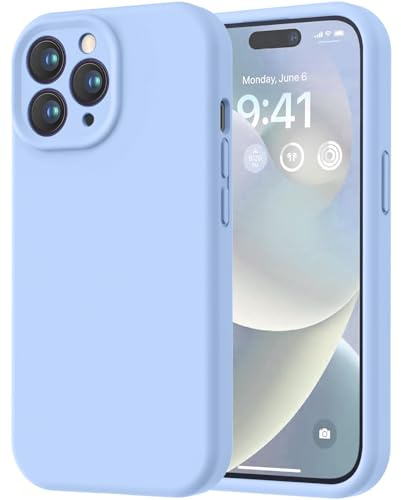 LOVE 3000 Designed for iPhone 14 Pro Max Case, Premium Silicone with [Soft Anti-Scratch Microfiber Lining] Shockproof Protective Phone Case for Lanyard 6.7, Light Blue
