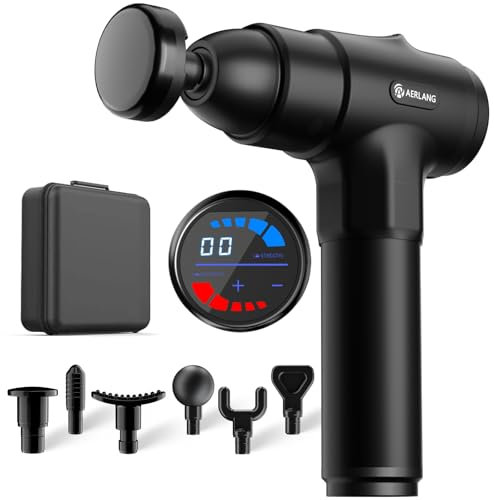 Pistola de masaje muscular de percusión eléctrica – Jolt potente, relaja eficazmente la espalda, el cuello y el cerebro,con pantalla LCD,Calentamiento y control de crucero