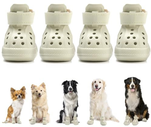 SlowTon Hundeschuhe für heiße Bürgersteige, atmungsaktive, rutschfeste Hundesandalen mit reflektierenden Streifen, einfaches An- und Ausziehen, leicht zu reinigende Sommerschuhchen für Haustiere