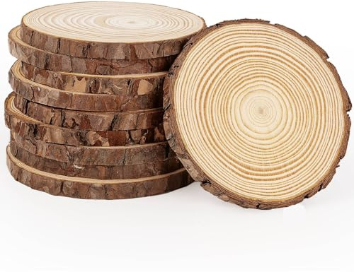 16 Stücke Holzscheiben 16-17 cm ohne Loch, Unvollendete Holzkreise, Runde Holzstücke 1,5cm Dick, Große Baumscheiben für Tischdeko Hochzeitsdeko DIY-Basteleien Wohnaccessoires