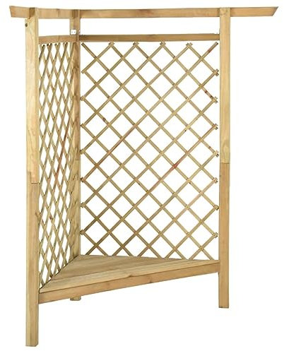 Pergola angolare con panca in legno di pino, impregnata verde, 166 x 81 x 174 cm, pergolato perfetto per piccoli giardini, durevole e resistente alle intemperie