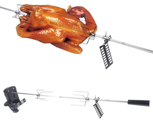 220V Elektrischer Grillspieß 5-8kg 4W Edelstahl 304 Spieß mit automatischer 360° Drehung & leichtem Gewicht Vielseitiger Drehspieß für Gasgrill & Familie