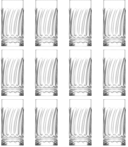 LAV 390ml Wave Highball Glasses - Clear - 12x Tall Dishwasher Safe Glass Water Gin Juice Mixed Drink Cocktail Drinking Hi Ball Tumblers Glassware Set