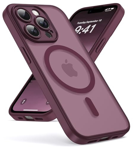 Oududianzi - Magnetica Cover per iPhone 13 Pro Max Magsafe, Bordeaux