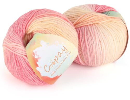Coopay Farbverlaufsgarn, 200g Farbverlauf Wolle zum Häkeln, Mehrfarbiges Gradient Häkelgarn, Super Weich Farbverlaufswolle Häkelgarn, Schön Wolle zum Stricken Pullover Decke Schal - Blütenzeit