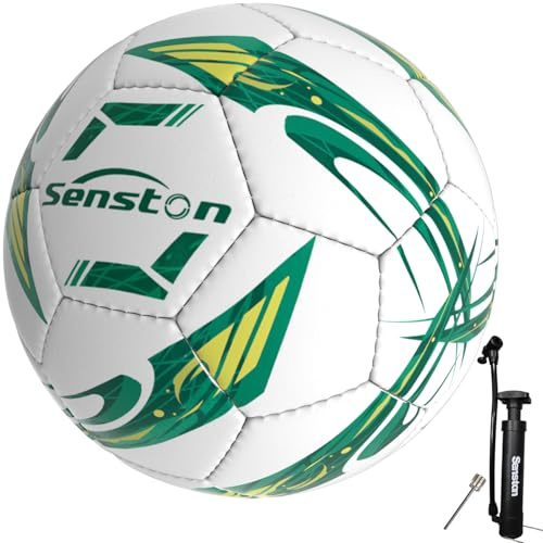 Senston Fußball Größe 5 Training Fussball Mit Pumpe Für Erwachsene | Wasserbeständig, Weiches PU, verschleißfest, Auffällig Design, Größe 5, Mit Pumpe, Indoor Draußen