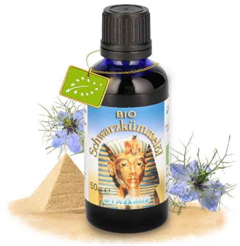 DYNAMIS Bio Schwarzkümmelöl 50 ml – kaltgepresst & nativ, Nigella Sativa | Ägyptische Nigella Sativa aus kontrolliert biologischem Anbau, 100 % rein und nur minimal gefiltert – DE-ÖKO-006 zertifiziert