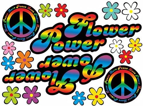 Autoaufkleber, Blumendesign: Love and Peace 01 Rainbow