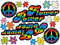 Autoaufkleber, Blumendesign: Love and Peace 01 Rainbow