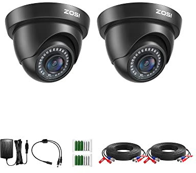 ZOSI 2 Pack 1080P HD TVI Security Camera Indoor Outdoor 80ft IR Night Vision, Motion Detect, 2MP CCTV Surveillance Dome Cameras for 720P/1080N/1080P/5MP/4K HD-TVI AHD CVI Analog DVR Systems(Black)