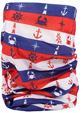 Alsino Halstuch Schlauchschal Damen Multifunktionstuch Schutz Herren Maritim-Look mit Anker Outdoor Atmungsaktiv Wetterfest Sport Rundschal Motorrad Tuch Loop (Maritim gestreift)