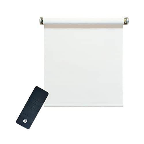 Elektrisches Verdunklungsrollo, weiß, 100% Blickdicht, inkl. Motor (230 V) & Sender, 140x240 cm (1 ST)