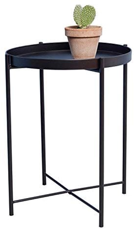 Day - Useful Everyday Beistelltisch, Wohnzimmertisch, Blumenständer, Tisch aus pulverbeschichtetem Metall Skandinavisches Design schwarz Ø38 H50cm vielseitig einsetzbar, 73732