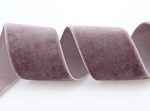 Samtband Rosa-Grau (263 colonial rose) ALtrosa 1 m x 36 mm METERWARE Dekoband Velour einseitig Samt festkantig zum nähen dekorieren