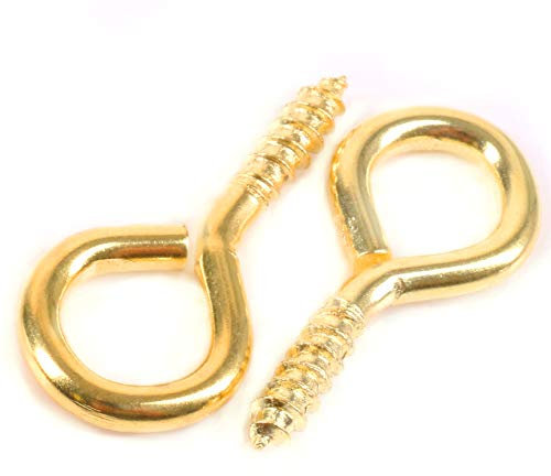 10x Brass Plated 30mm Screw in Vine Eyes Ideal for Garden Clothes Wire & Hanging Picture Frames