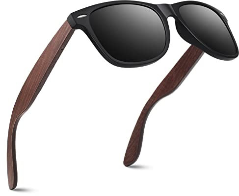 CGID Sonnenbrille Herren Damen Holz aus Walnuss Polarisiert Brillengläser UV400-Schutz CAT3 CE