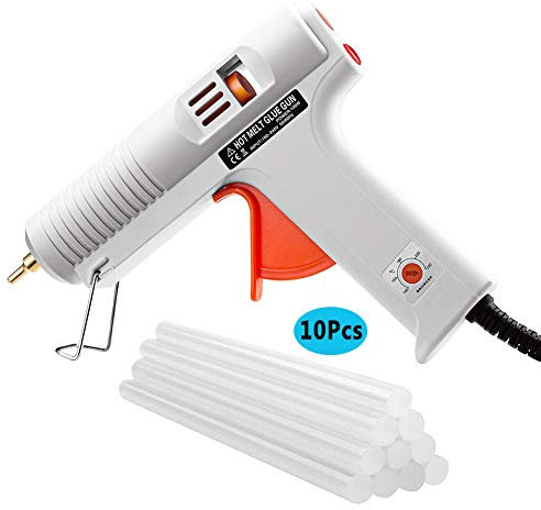 Hot Glue Gun, Adjustable Temperature Heats Up Quickly 110W Mini Heating Hot Melt Glue Gun, (10Pcs 11x150mm) Glue Sticks for Kids Craft Hobby Art DIY Home/Office Repair