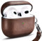 Ledertasche für AirPods 3(Oktober 2021), ICARERSPACE Premium Echtleder Stoßfeste Schutzhülle für Apple AirPods 3 Ohrhörer Ladehülle (LED sichtbar) Unterstützt kabelloses Ladegerät BRAUN