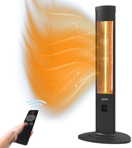 Dysis 2000 Watt Stand Heizstrahler, 4 Heizstufen mit Fernbedienung, Infrarotstrahler für Innen- & Außenbereich, IP20, Digitalanzeige, Timer, Thermostat, Schwarz