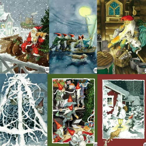 Inge Löök Wichtel Postkarte 6er Set Karten (Set 1 Karte 201-206) Größe:10.5x15 cm