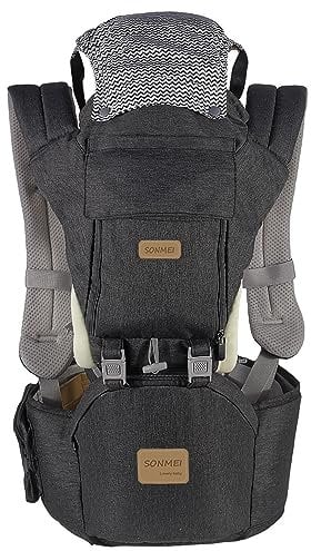 Ergonomische Babytrage mit Hüftsitz, um 360 Grad verstellbar, weich und atmungsaktiv, ganzjährig verwendbar, für Neugeborene und Kleinkinder, zum Wandern, Einkaufen, Reisen