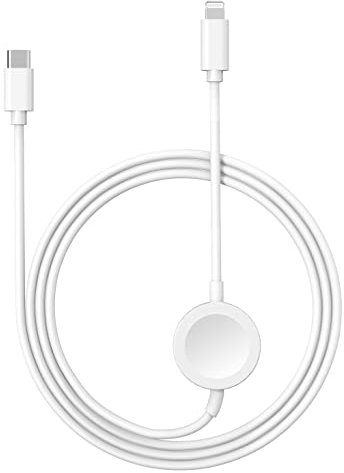 Marchpower 2 in 1 Caricabatterie per Apple Watch, Cavo di Ricarica Magnetico Portatile da 1,2 m per iWatch, Compatibile con Apple Watch SE/8/7/6/5/4/3/2/1 e iPhone 14/13/12/11/Pro/XR