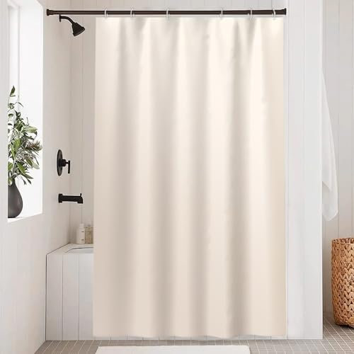 Uiiooazy Duschvorhang 120x200cm, Duschvorhang Anti Schimmel Beige Einfarbig Grau Duschvorhänge Stoff Waschbar Wasserdicht Polyester Blickdicht Bad Vorhang mit 8 Haken für Badezimmer Badewanne