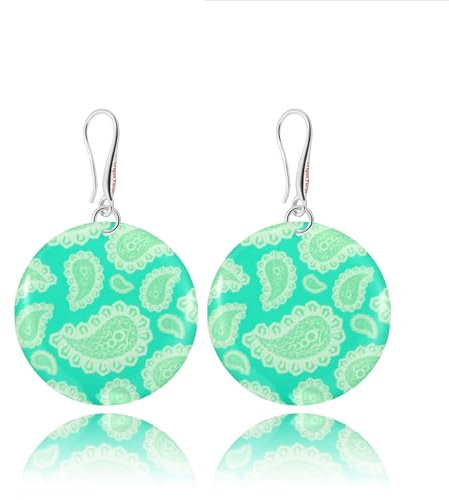 Pendientes Colgantes Sencillos Modernos Redondo; Joyería para Mujer (Estilo 21 - Turquesa)