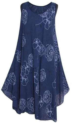 Storm Island® Women Sleeveless Dress Casual Summer Dresses Skater Short Sleeves A-Line Midi Cocktail Swing Dress for Ladies Floral Cotton Top Sundress Vacations, Party for Women UK One Size 10-16