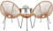 SPRINGOS Acapulco Gartenstühle 2er-Set inkl. Glastisch wetterfest Rattan Lounge Gartenmöbel Set Balkonstuhl rundes Design Terrasse Outdoor Loungechair