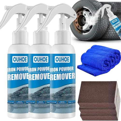 Gienslru Ouhoe Iron Powder Remover, Ouhoe Rust Removal Spray, Ouhoe Rust Remover, Ouhoe Iron Powder Remover Spray, Iron Powder Remover for Car for Rust Removal of Various Metals (30ml-3pcs)