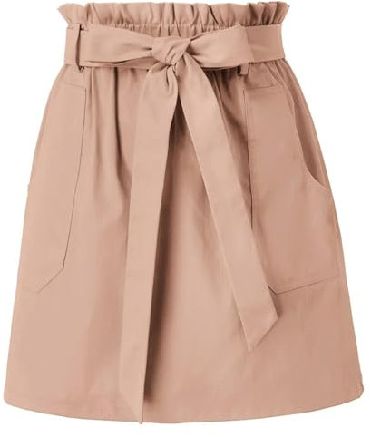 Jupe de Poche décorée de Ceinture pour Femmes, Taille élastique, Ligne a, Jupe mi-Longue, Robe d'été-Rose pâle-S