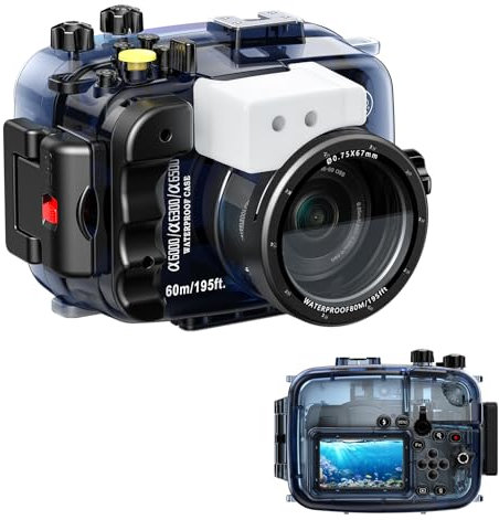 Seafrogs 40m/130ft Waterproof Underwater Camera Housing Case for Sony A6000, A6300, A6500 with 16-50mm Lens - Leak Detection Sensor, Stainless Steel Mount, Dual Fiber-Optic Ports