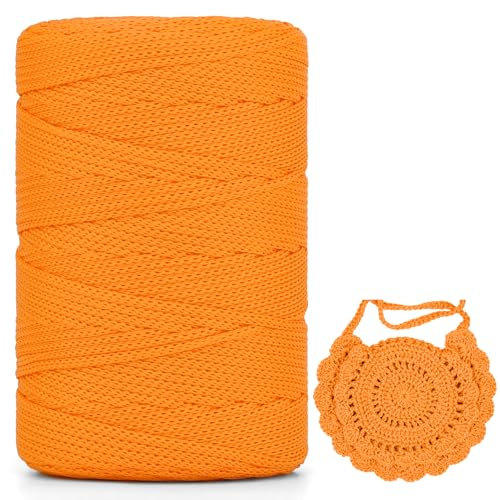 Polyester Makramee Garn 3mm X 225m,Makramee Band,Makramee Kordel 100% Polypropylene Yarn Makramee Schnur Kordel Garn Zum HäKeln FüR Makramee Blumenampel Deko KnüPfen Taschen DIY (Gold, 1 Pcs)