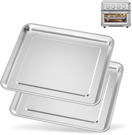 Backblech aus Edelstahl, kompatibel mit Cuisinart Airfryer TOA-060 und TOA-065, 2 Stück