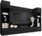 Mirjan24 Wohnwand Deromi, Anbauwand mit Wandpaneele und TV-Lowboard, Akustikplatten, Fernsehschrank, Schrankwand, Mediawand, TV-Lowboard (Schwarz + Schwarz Marmor, 2X Hängeregal)