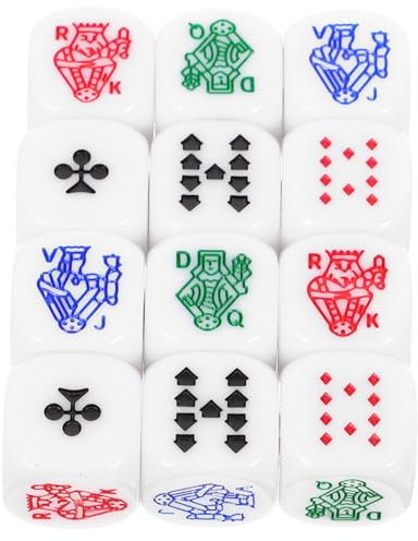 TOYANDONA 12stücke Weiße Poker Würfel Tragbare Spielwürfel Für Party Bar Lustige Poker Spiel Requisiten Für Brettspiele Und Trinkspiele