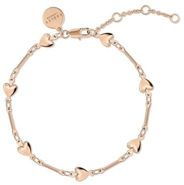 RADLEY Womens18ct Rose Gold Plated Heart Link Charm Bracelet