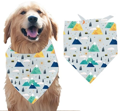 arricraft 1 Stück Haustier Hundehalstuch Blaues Dreieckiges Haustier Bandana Aus Baumwolle Mit Bergen Und Wäldern Waschbar Lätzchen Bedruckt Haustier Zubehör Häuptling Für Große Hunde