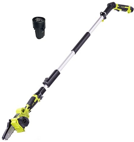 Garden Gear 12V 2-in-1 Telescopic Chainsaw Handheld Cordless Mini Pole Saw, 2.0Ah Lithium-Ion Battery, 60-Min Runtime, Fast Charge, Lightweight & Ergonomic (12V Telescopic Chainsaw + Spare Battery)
