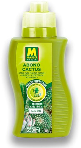 Abono Líquido para Cactus, Crasas y Suculentas PROFESIONAL | Fertilizante líquido que aumenta resistencia Sequía, Reverdece, Fortalece MUY EFECTIVO | 350ML para 60 Litros de Agua | Nexum Market