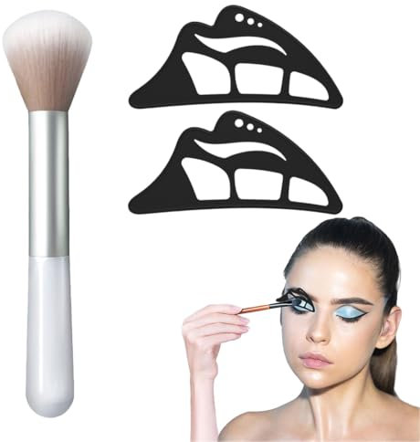 BCHKO 2 Stück Lidschatten Schablone, Eyeliner Schablone, Wiederverwendbares Lidschatten Hilfstool, Silikon, Eyeshadow Template mit Make Up Pinsel für Eyeliner