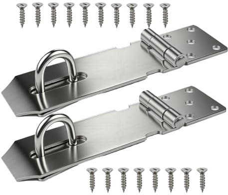2 STK Vorhängeschloss Haspe,5 Zoll Edelstahl Schloss Vorrichtung(Silber) | Sicherheits-Überfalle,Edelstahl Türschloss Hasp,Sicherheit Haspel Schlossriegel,für Tür Fenster Schrank