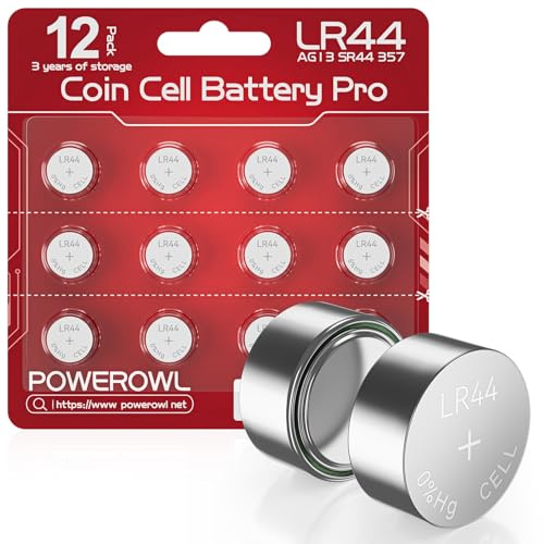 POWEROWL 12 Pcs AG13 Button Cell Battery for Car Keys, Christmas decorations, Bottle Lights, and household items (Red) | for Car Keys, Christmas decorations, Bottle Lights, and household items (Red)