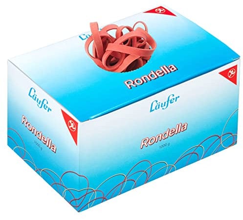 Läufer 51141 Rondella Gummibänder 200 x 6 mm, Durchmesser 125 mm, 6 mm breite Gummiringe, 1 kg Schachtel, rot